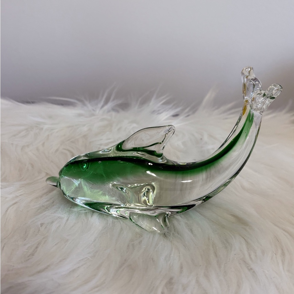 Elegant Green Glass Dolphin Figurine - Picture 5 of 6